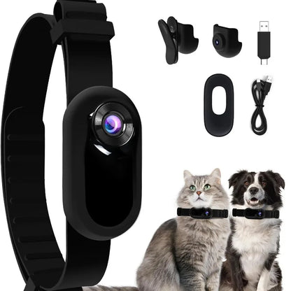 Pet Collar Camera HD 1080P Cat Dog Tracker Collar Mini Sports Camera Action Cam Video Recording Outdoor Wireless Camera Collar